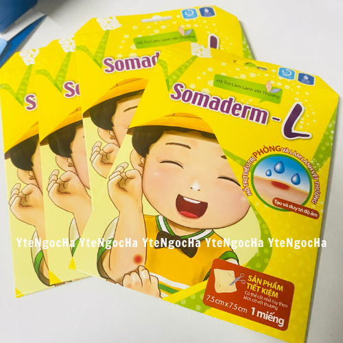 Băng dán phỏng bô, băng hỗ trợ làm lành vết thương Somaderm L 7.5cm x 7.5cm, miếng dán hydrocolloid hút dịch làm lành da