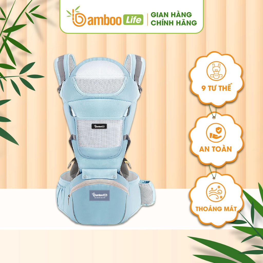 Địu em bé sơ sinh Bamboo Life BL032 nhiều tư thế cho bé trợ lực, đa chức năng có ghế chống gù siêu nhẹ cho trẻ em