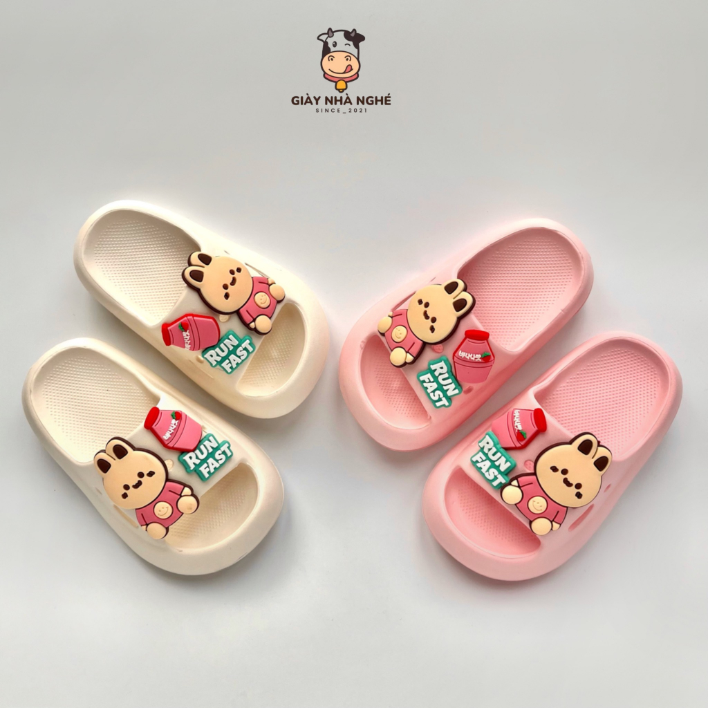 Dép Cho Bé - Dép Bánh Mì Hoạ Tiết Thỏ Run Fast Siêu Cute Chất Liệu Nhựa EVA Mềm Nhẹ Cho Bé Trai Bé Gái