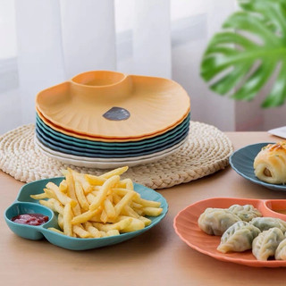 Set 4 đĩa sò nhựa lúa mạch có khay đựng nước chấm