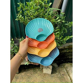 Set 4 đĩa sò nhựa lúa mạch có khay đựng nước chấm
