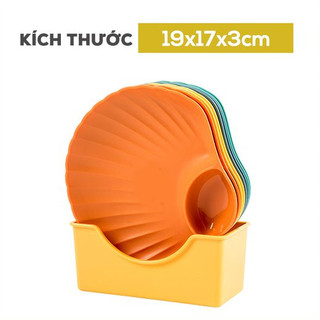 Set 4 đĩa sò nhựa lúa mạch có khay đựng nước chấm