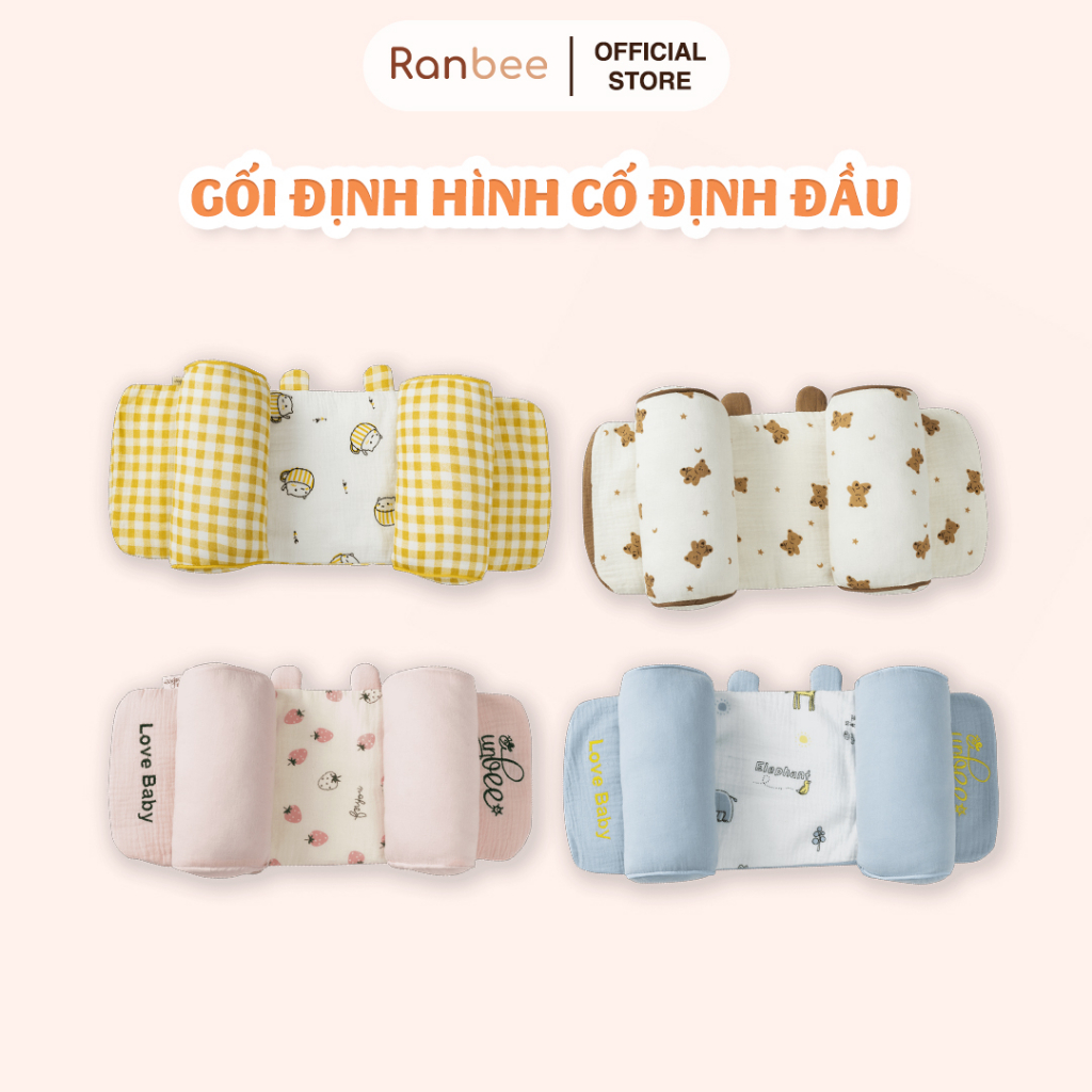 Gối Định Hình Đầu Cho Bé Ranbee Cối Chống Bẹp Đầu Cho Trẻ Sơ Sinh - PN007/ PN024