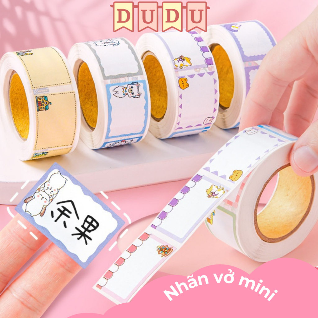 Set nhãn vở/nhãn tên do MINI 3.7CM*2.5CM DỄ THƯƠNG