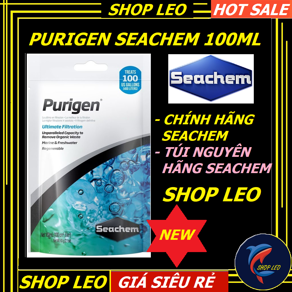 Vật liệu lọc Purigen seachem (túi 100ml chí-nh hã-ng) - làm trong nước-khử mùi hôi tanh-phụ kiện thủy sinh-shopleo