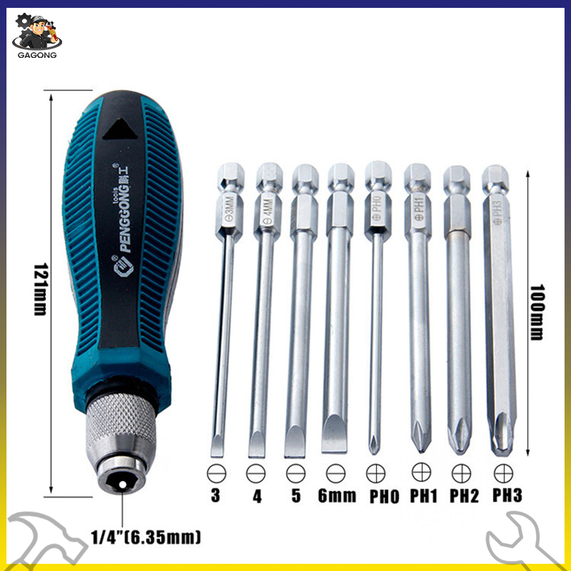 Bộ 9 tuốc nơ vít đa năng rãnh chéo lục giác Farfi，đầu tuốc nơ vít tô vít Screwdriver Set Total