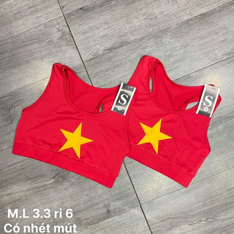 Bra Thể Thao Đỏ Sao Vàng RIVIO Chất Thun Poly Co Giãn Size M L