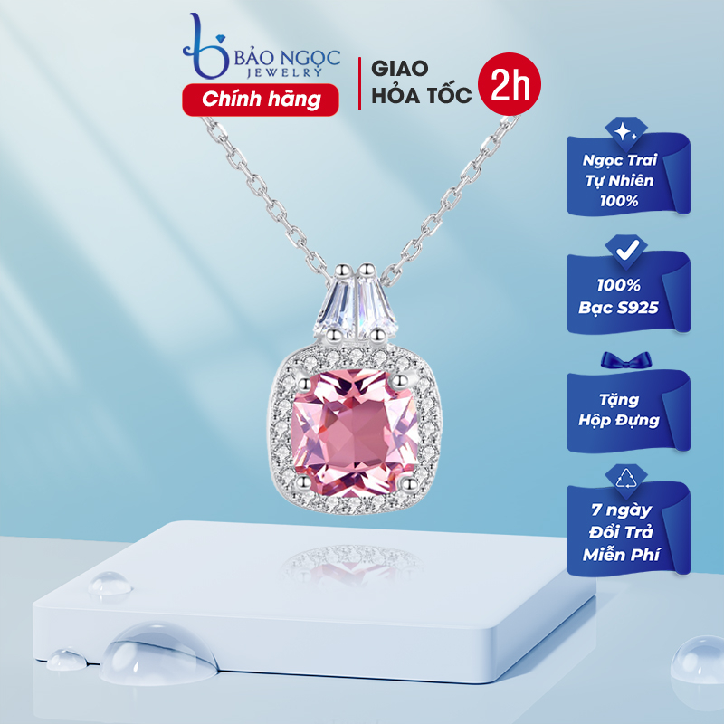 Dây chuyền bạc s925 xi bạch kim cao cấp, đá kim cương hồng ngọc tổng hợp nhân tạo - DB2792 - Bảo Ngọc Jewelry