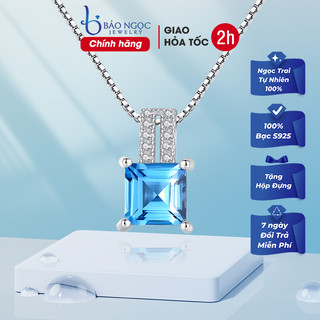 Dây chuyền bạc nữ 925 cao cấp đính đá màu xanh dương dành cho nữ - DB2410 - Bảo Ngọc Jewelry