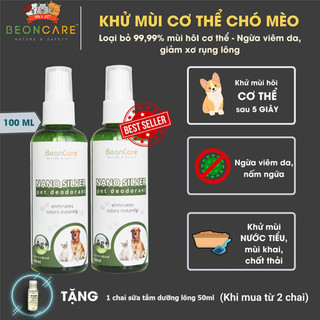 Xịt Khử Mùi Cơ Thể Thú Cưng; Khử Mùi Nước Tiểu Chó Mèo, Chuồng Trại –Công Nghệ Nano Silver - 100ml.