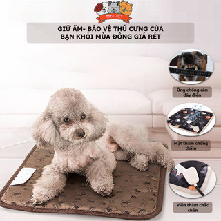 Đệm Sưởi Điện Chống Thấm Cho Chó Mèo, Pet, Thú Cưng Có Ống Chống Cắn Dây Điện. BH 6 Tháng