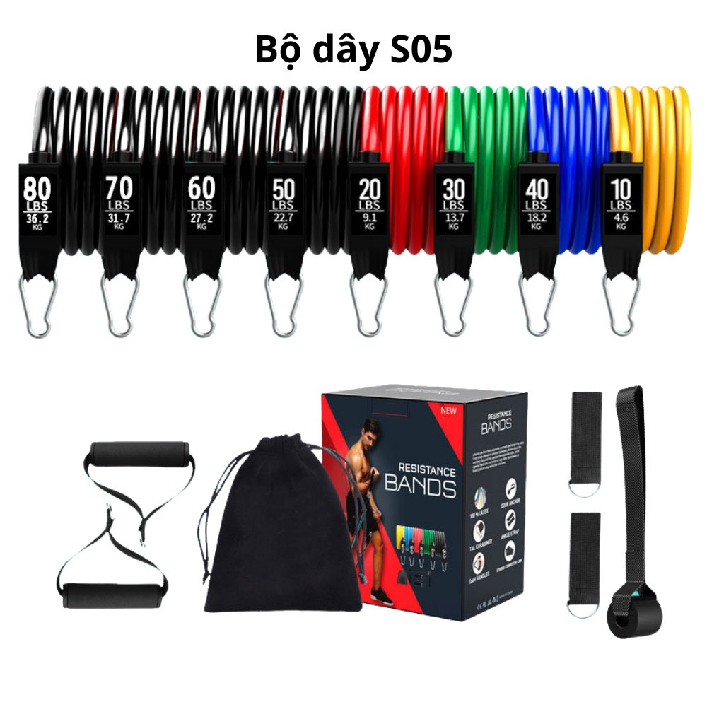 Bộ Dây Ngũ Sắc Tập Full Body Dụng Cụ Tập Gym Đa Năng Tại Nhà-EMS SPORT