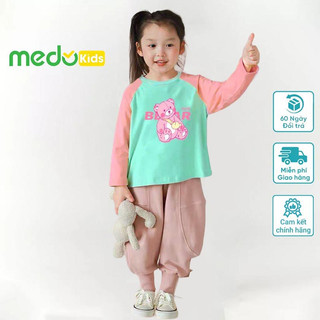 Áo thun phối dài tay Medokids chất cotton cho bé in hình dễ thương từ 10-32kg