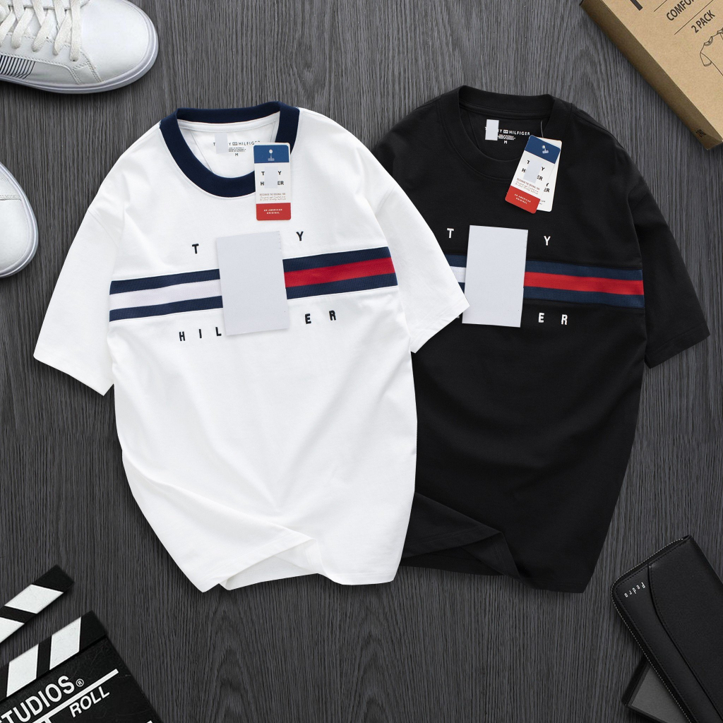 Áo thun Tommy Chữ Ký Hilfiger Essential Flag Logo T-Shirt Hàng Áo Phông Nam Nữ Cotton Cao Cấp 2023