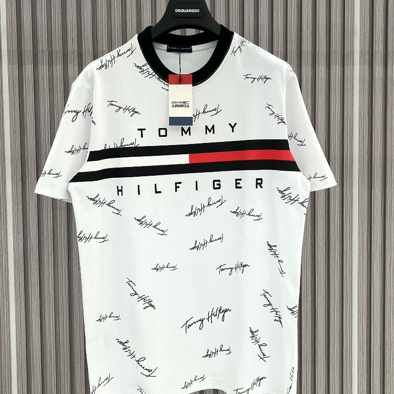 Áo thun Tommy Chữ Ký Hilfiger Essential Flag Logo T-Shirt Hàng Áo Phông Nam Nữ Cotton Cao Cấp 2023