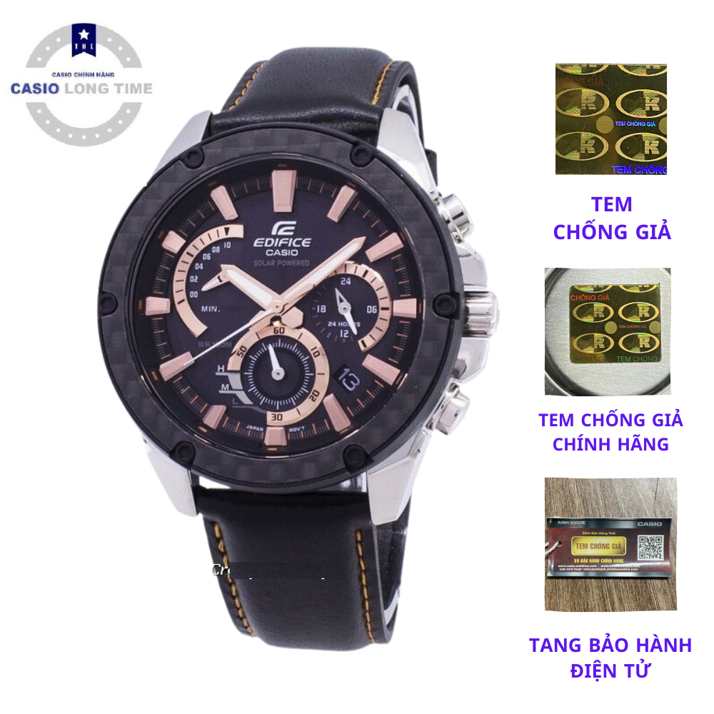 Đồng Hồ Nam Casio Edifice EQS-910L-1AVUDF Dây Da Màu Đen - Gờ Cacbon - Pin Năng Lượn