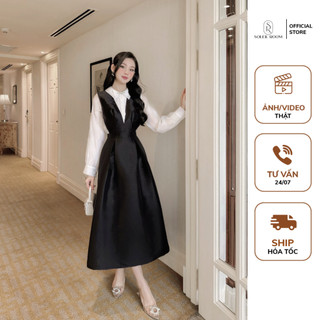 Set Đầm Yếm Dáng Dài Kèm Sơ Mi Trắng SOLEIL ROOM Thanh Lịch Tiểu Thư LAMER SET -SET19