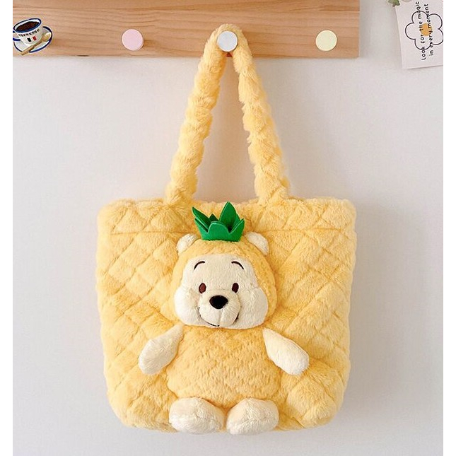 🌷Túi Xách gấu dâu Lotso Lông Mịn, Dễ Thương, Màu Hồng Lovely Thời Trang