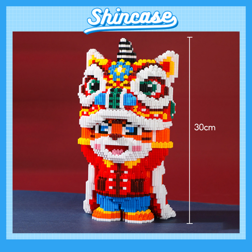 [Mã SKAMSALE1023 giảm 100% đơn 99K] Bộ mô hình đồ chơi lắp ráp 3D xếp hình hổ đầu lân, sư tử cỡ vừa cao 30cm - Shin Case