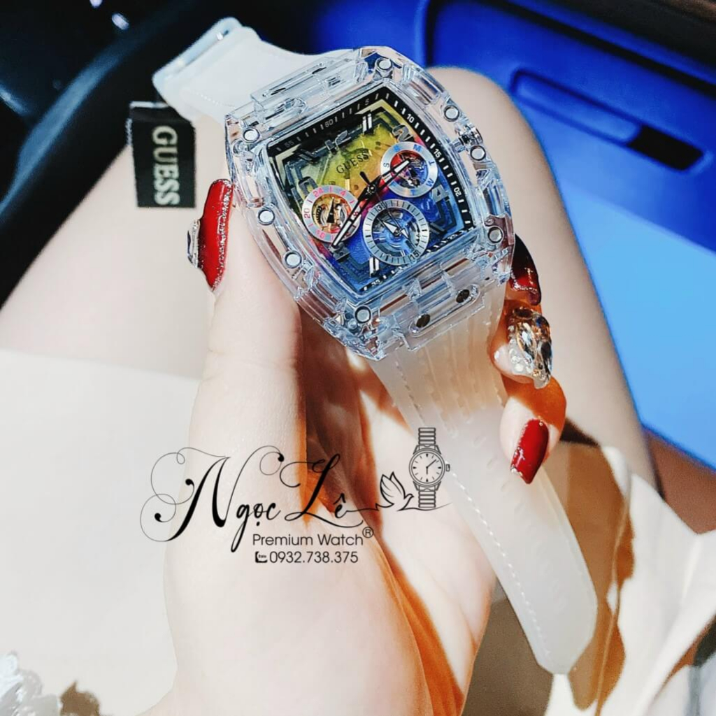 Đồng Hồ Nam Guess GW0499G3 Dây Silicone Trắng Trong 44mm Chính Hãng