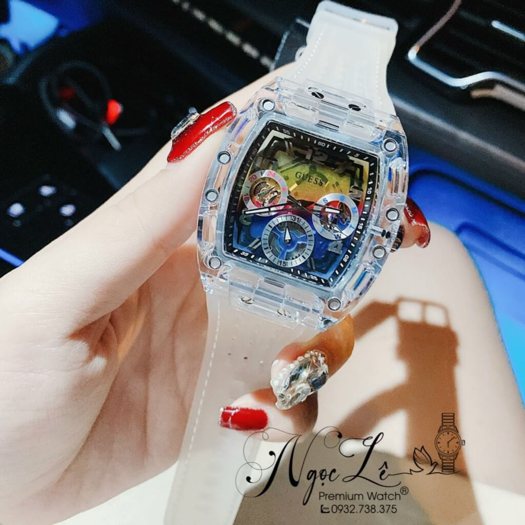 Đồng Hồ Nam Guess GW0499G3 Dây Silicone Trắng Trong 44mm Chính Hãng