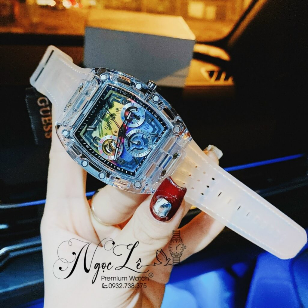 Đồng Hồ Nam Guess GW0499G3 Dây Silicone Trắng Trong 44mm Chính Hãng
