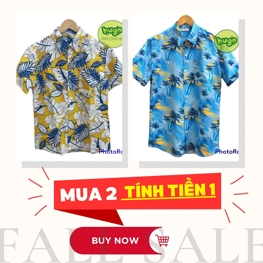 Áo sơ mi thổ cẩm họa tiết đi biển 🌈FREESHIP🌈 áo nam chất đẹp ngắn tay -  họa tiết hoa lá phom vừa - Hugo Shop