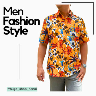 Áo sơ mi thổ cẩm họa tiết đi biển 🌈FREESHIP🌈 áo nam chất đẹp ngắn tay -  họa tiết hoa lá phom vừa - Hugo Shop