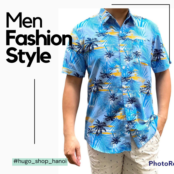 Áo sơ mi thổ cẩm họa tiết đi biển 🌈FREESHIP🌈 áo nam chất đẹp ngắn tay -  họa tiết hoa lá phom vừa - Hugo Shop
