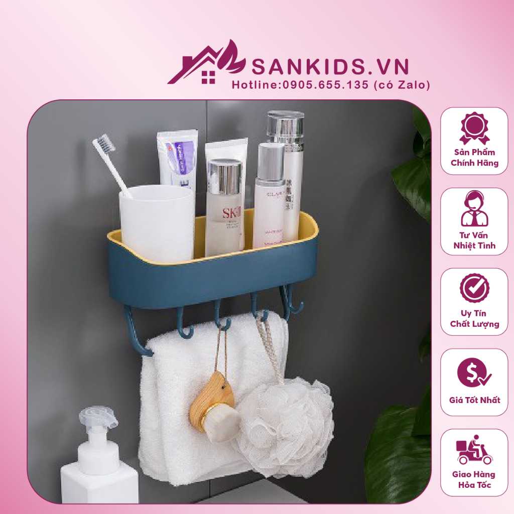 Kệ nhà tắm dán tường nhựa 2 lớp chắc chắn, giá để đồ nhà tắm cao cấp hàng đẹp