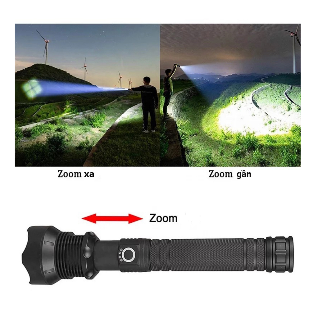 Đèn bin siêu sáng pin trâu XHP70 KIMCEL STORE,đèn pin chống nước