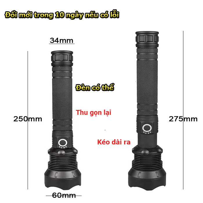 Đèn bin siêu sáng pin trâu XHP70 KIMCEL STORE,đèn pin chống nước