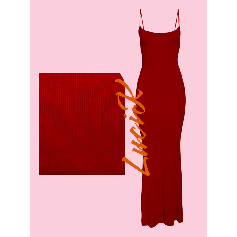 001 Đầm body dài thun gân 2 dây