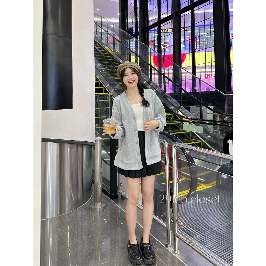 Áo khoác cardigan nỉ tăm dáng oversize dày dặn các loại - 29feb.closet - A121
