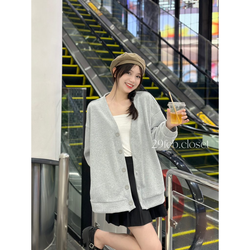 Áo khoác cardigan nỉ tăm dáng oversize dày dặn các loại - 29feb.closet - A121