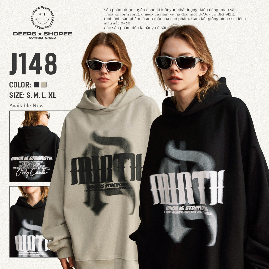 Áo hoodie Signet of deficiency and excess J148 nam nữ màu đen, sand