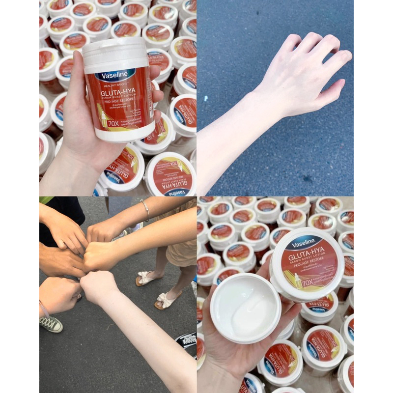 Combo Sữa Dưỡng Trắng body , Kem Kích Trắng và Kem Tắm Trắng Vaseline Healthy Bright Gluta-Hya