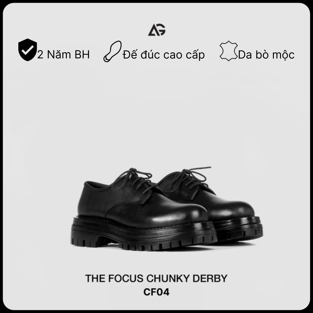 Giày da unisex nam nữ The Focus Chunky Derby August CF04 chính hãng bảo hành 24 tháng