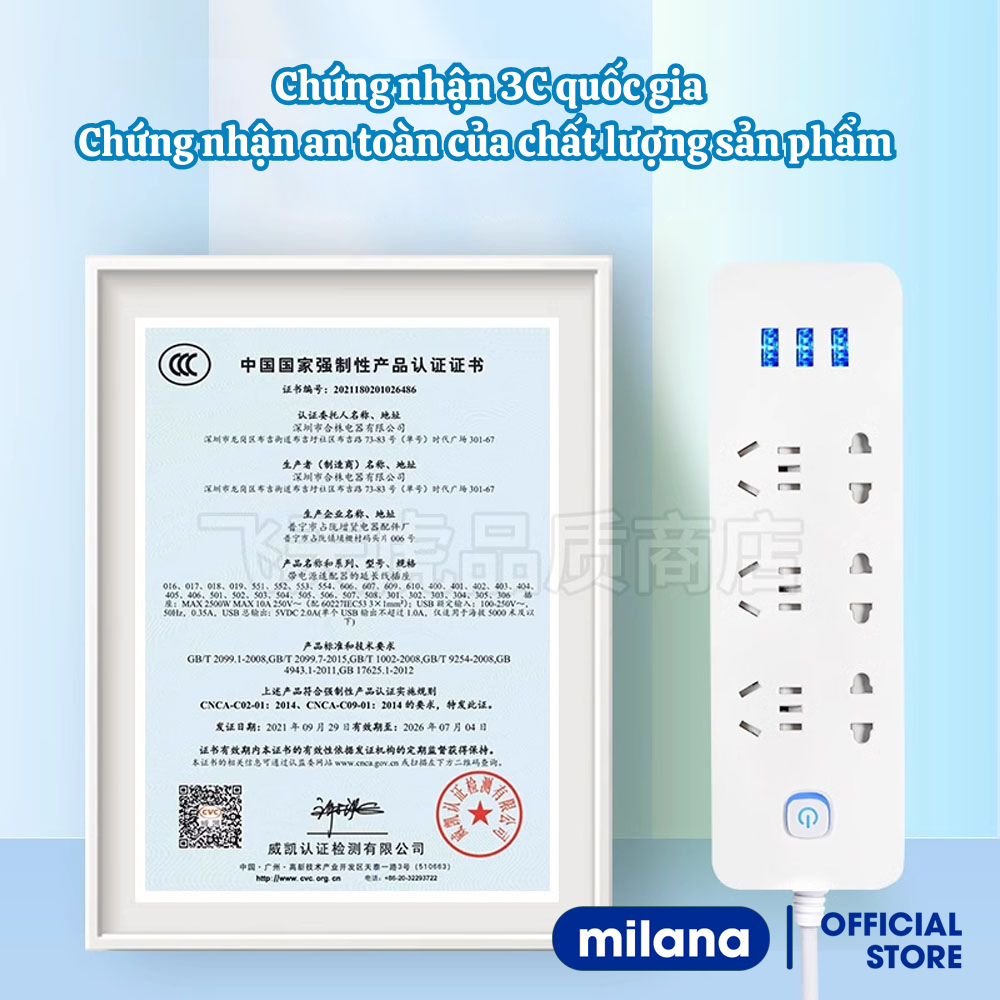 Ổ cắm điện đa năng thông minh có cổng USB tiện lợi an toàn chống giật chống cháy nổ dài 1,8-2,8m