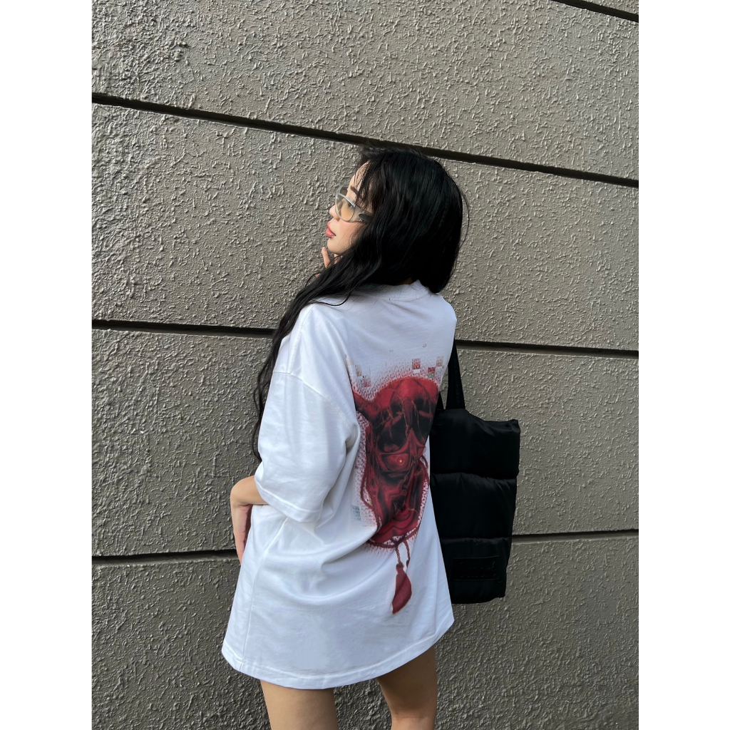 Áo Thun Tay Lỡ Unisex Hannya Red 100% Cotton, Thiết Kế Độc Quyền, Hình In Digital - Dragon Boyz Brand Chính Hãng