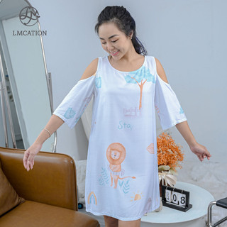 (Mua 1 tặng 1) Đầm mặc nhà khoét vai LMcation Tencel - Hoa văn