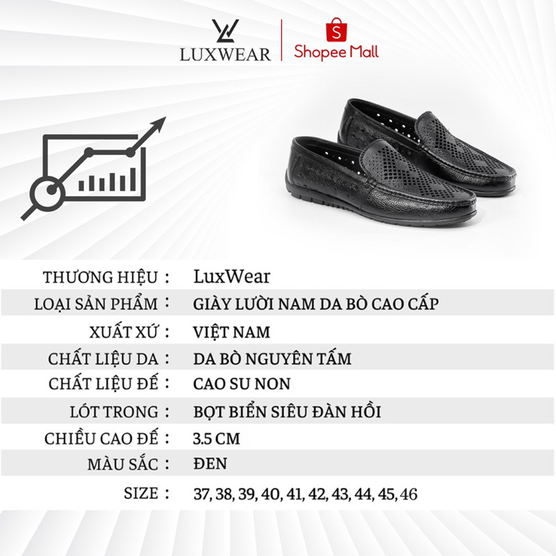 Giày lười nam thoáng khí LuxWear màu nâu phù hợp đi mùa hè - GH02