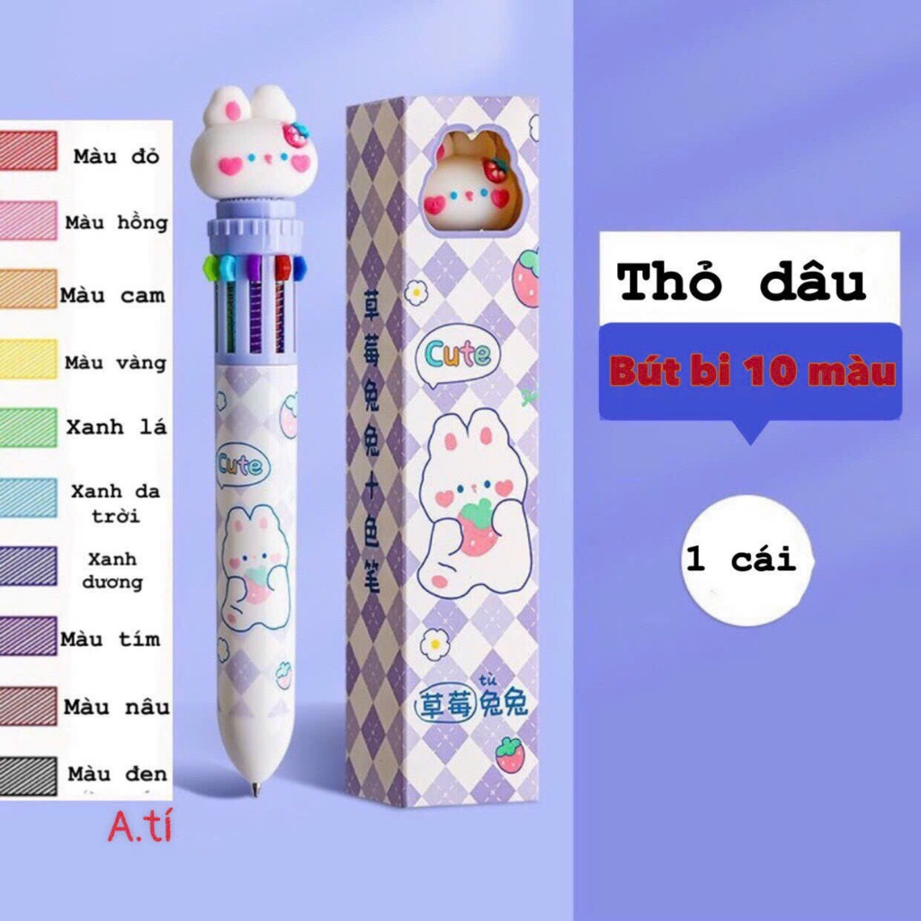 Bút Bi 10 Màu Hình Cute Đáng Yêu