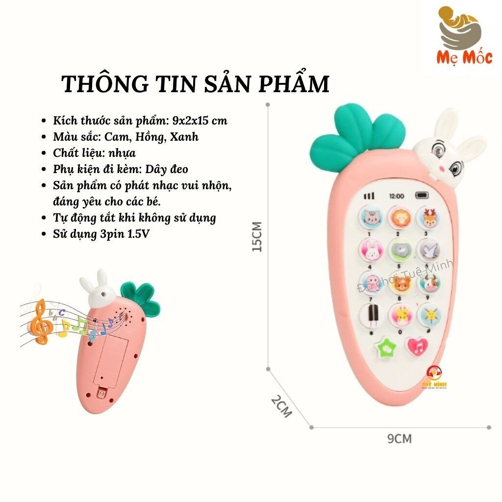 Điện Thoại Cà Rốt Thông Minh Cho Bé Phát Triển - Thỏ Đáng Yêu- Phát Nhạc