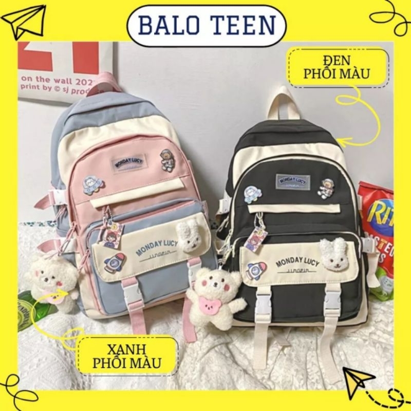 Balo Ulzzang Hàn Quốc , Ba Lô Thời Trang Đi Học Giá Rẻ Balo -- Ba Lô Phối Màu Chữ HAOLIDA