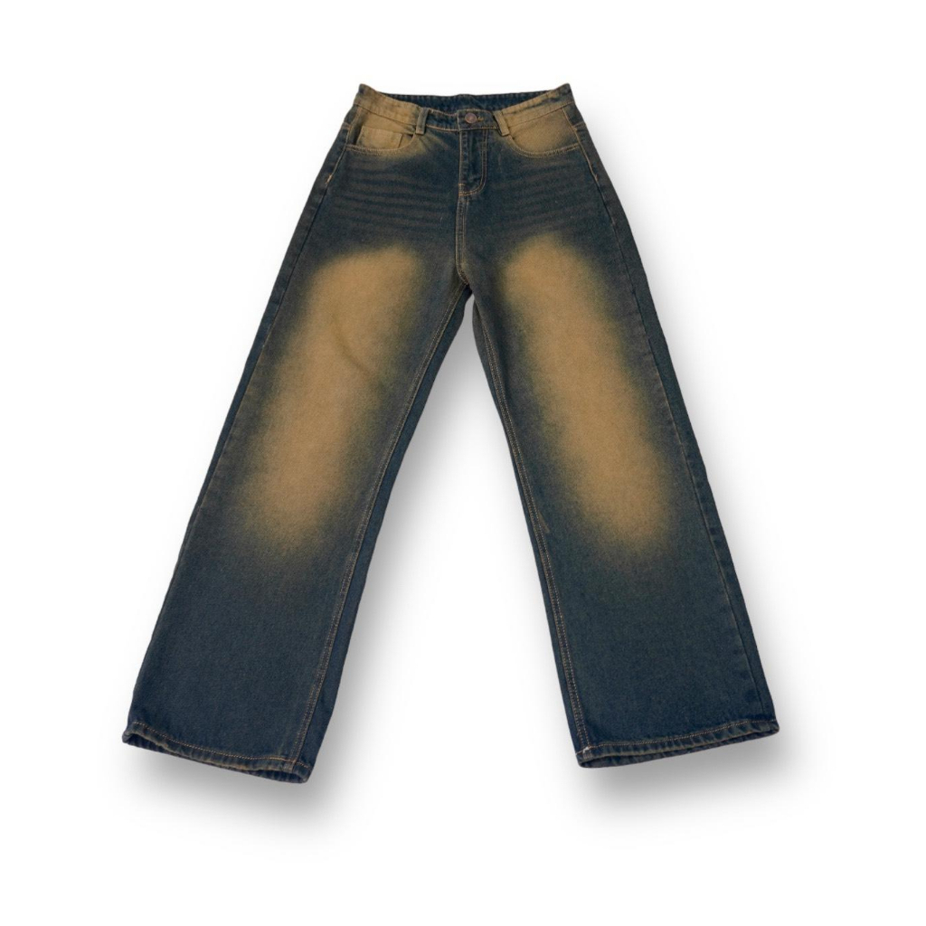 Quần jeans Nam ống rộng suông WideLeg Vintage Faded Indigo Cao cấp Avocado
