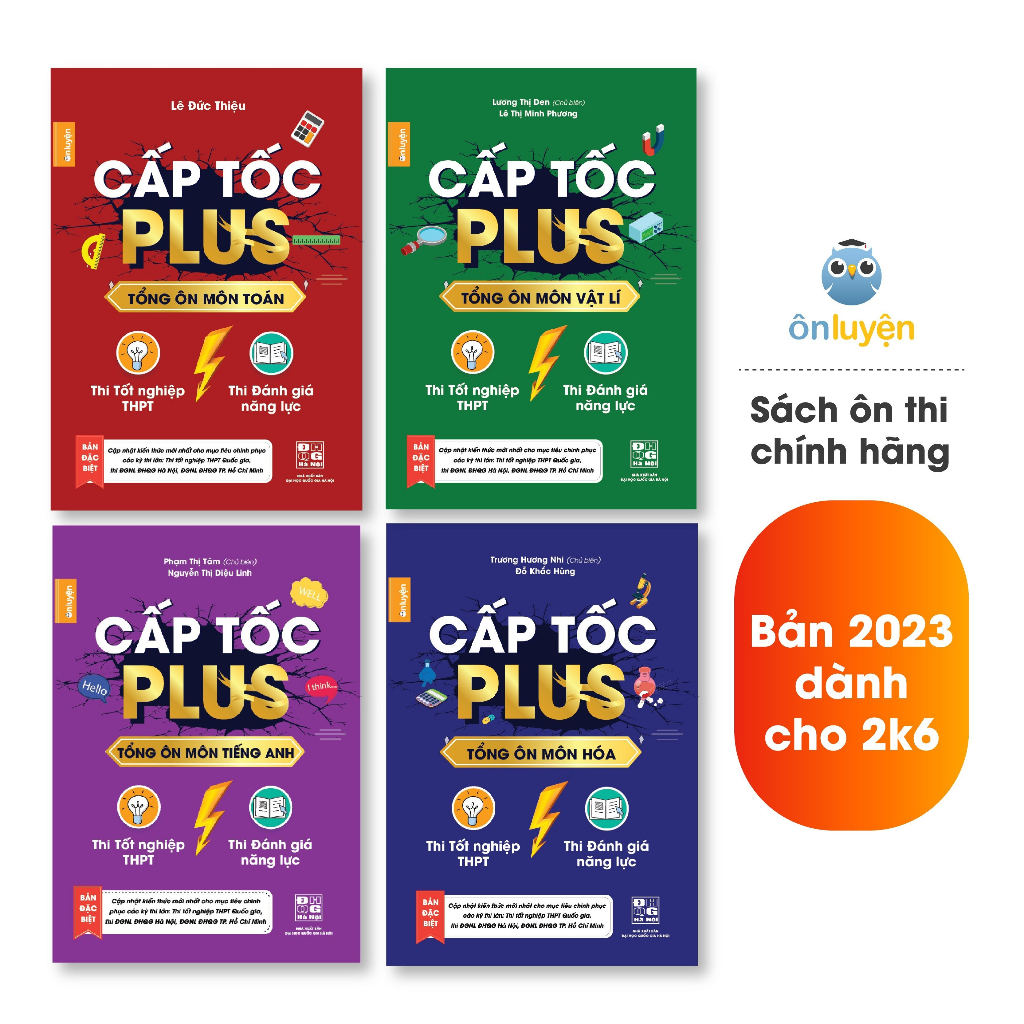 Sách Lớp 12-Combo 4 cuốn Cấp tốc Plus môn Toán,Lí, Hóa, Anh và Ebook Văn Plus Lớp 12 dùng ôn thi THPT, ĐGNL HN và HCM