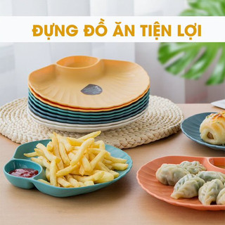 Set 4 đĩa sò nhựa lúa mạch có khay đựng nước chấm