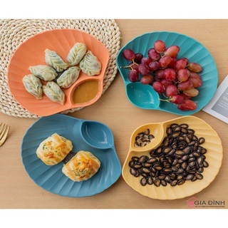 Set 4 đĩa sò nhựa lúa mạch có khay đựng nước chấm