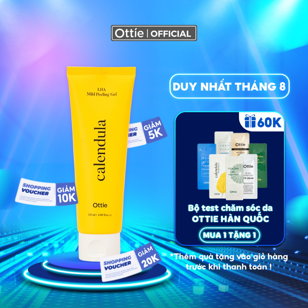 Tẩy Tế Bào Chết LHA Ottie Calendula LHA Mild Peeling Gel Tẩy Tế Bào Chết Ottie Hoa Cúc Dịu Nhẹ 120ml